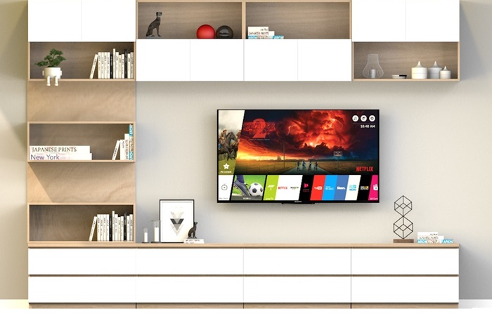 Built-in TV shelf in the house